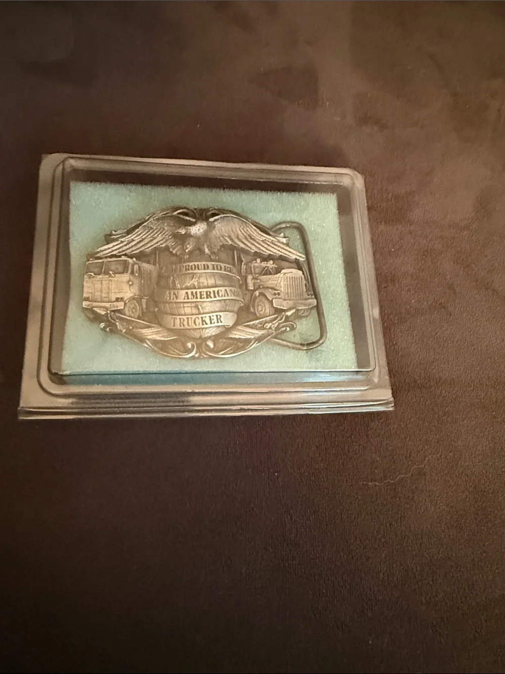 Proud to be an American Trucker Belt Buckle